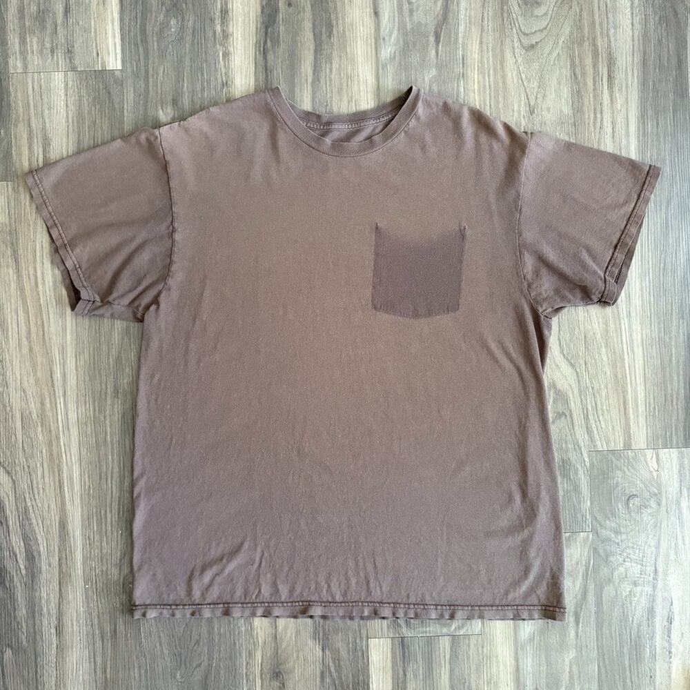 Vintage Ghost Pocket Sun Faded T-Shirt Men's Size L Brown Gradient